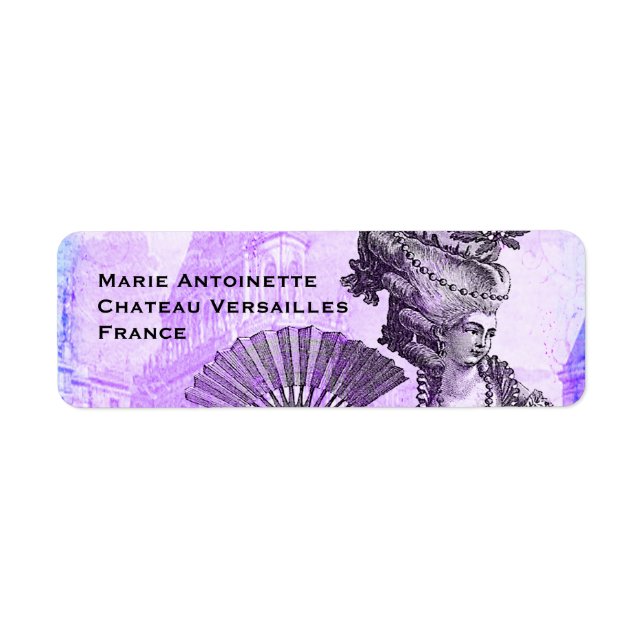 Étiquette Château Marie Antoinette & Versailles en violet (Devant)