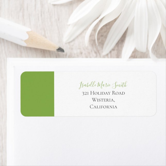 Étiquette Chats Amoureux Mariage Couleur Vert Uni & Blanc (En situation)
