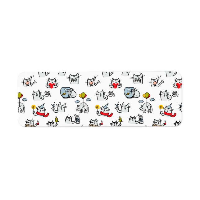 Étiquette Chats amusants, lait et magie. (Devant)