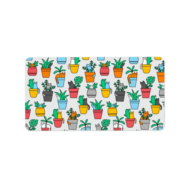 Étiquette Chats dans les pots à fleurs (Devant)