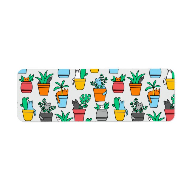 Étiquette Chats dans les pots à fleurs (Devant)