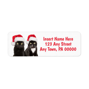 Étiquette Chats de Noël à Santa Hats