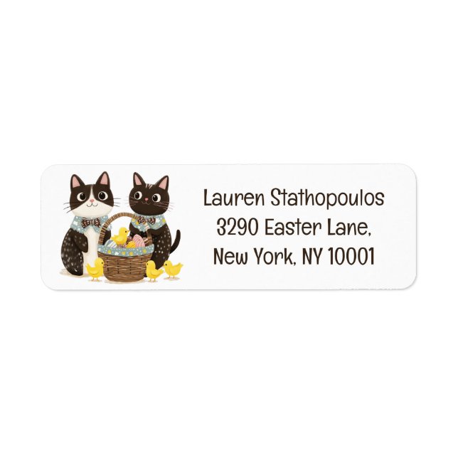 Étiquette Chats de Pâques Panier de Pâques Bébés Poussins (Devant)
