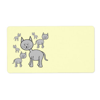 Étiquette Chats gris mignons. Dessin sur Crème.