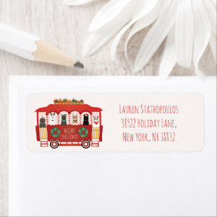 Étiquette Chats Noël Trolly Meowy Noël