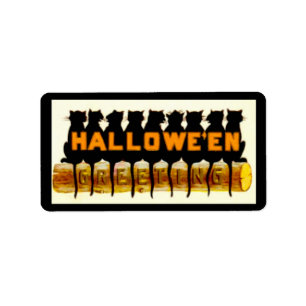 Étiquette Chats noirs Halloween Salutation