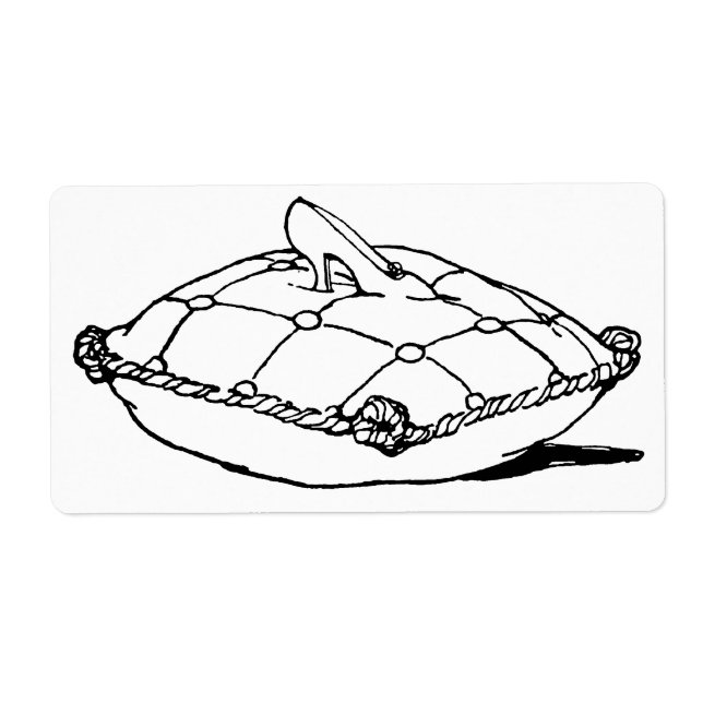 Étiquette Chaussure en verre Cendrillon et Coussin Grand Éti (Devant)