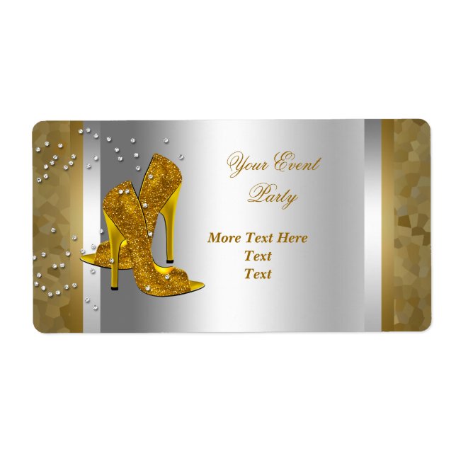 Étiquette Chaussures à Talons Hauts Evénement Argent Or (Devant)