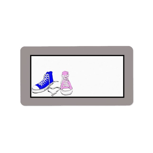 Étiquette Chaussures Mariage bleu/rose Adresse postale (Devant)