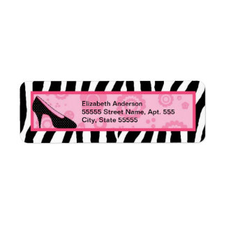 Étiquette Chaussures Tendance Zebra Girly Rose Avec Nom