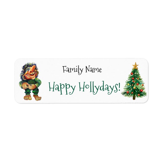 Étiquette Cheeky Christmas Troll et Tree Delight (Devant)