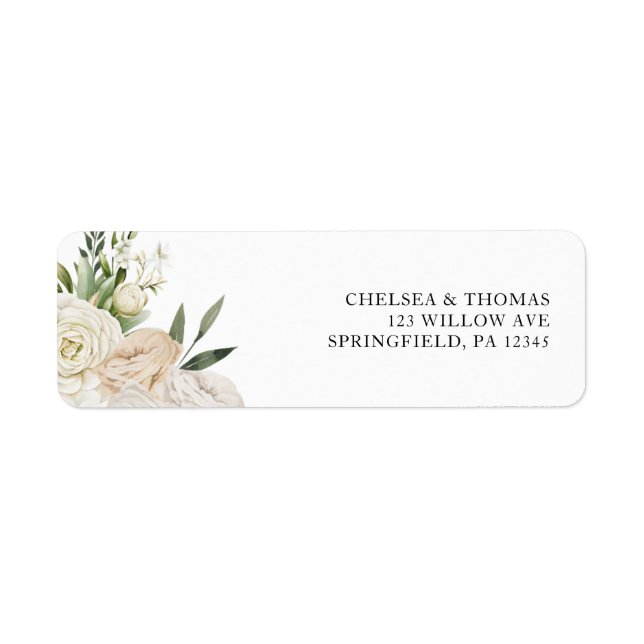 Étiquette CHELSEA Watercolor White Blooms Wedding Invitation (Devant)