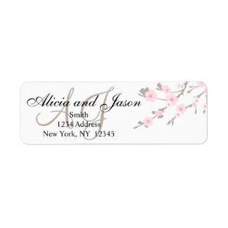 Étiquette Cherry Blossom Monogramme Adresse de retour Étique