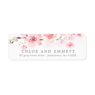 Étiquette Cherry Blossom Rustic Rose Floral Adresse