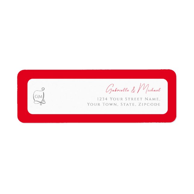 Étiquette Cherry Red Simple Elegant Monogram Return Address  (Devant)