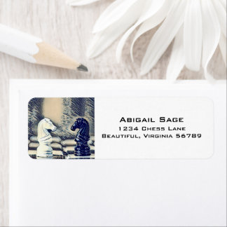 Étiquette Chess Knights Chess Board Japonais Wave Adresse