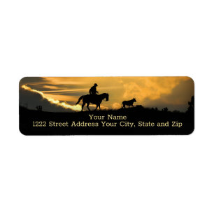Étiquette Cheval Cowboy et Steer Country Western Retour