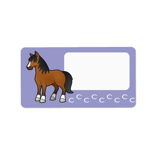 Étiquette Cheval de dessin animé (Devant)