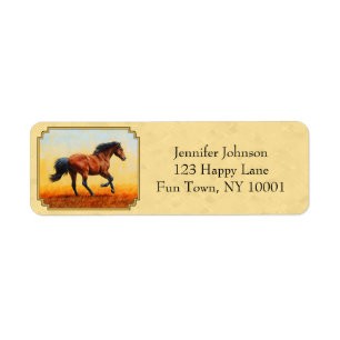 Étiquette Cheval de la baie de course Jaune