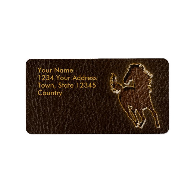 Étiquette Cheval en cuir foncé (Devant)
