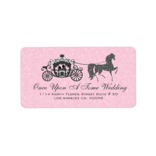 Étiquette Cheval et transport Mariage rose et noir