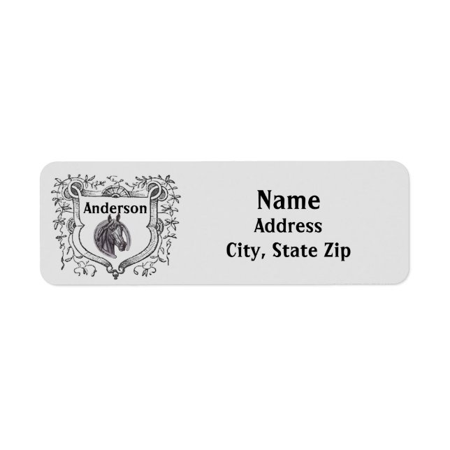 Étiquette Cheval Lover Ornate Shield Antique Sketch Rider (Devant)