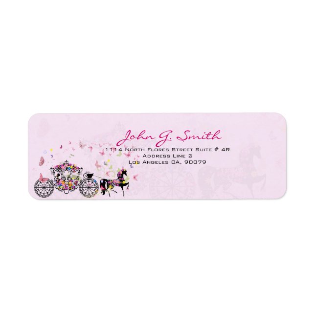 Étiquette Cheval mariage & Fleurs de transport & Papillons (Devant)