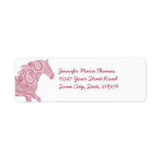Étiquette Cheval rose Paisley