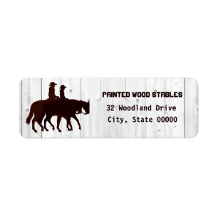 Étiquette Cheval Stables Western Horseback Bois Patiné 