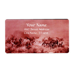 Étiquette CHEVAUX GRILLAGE, rouge, fuchsia, rose