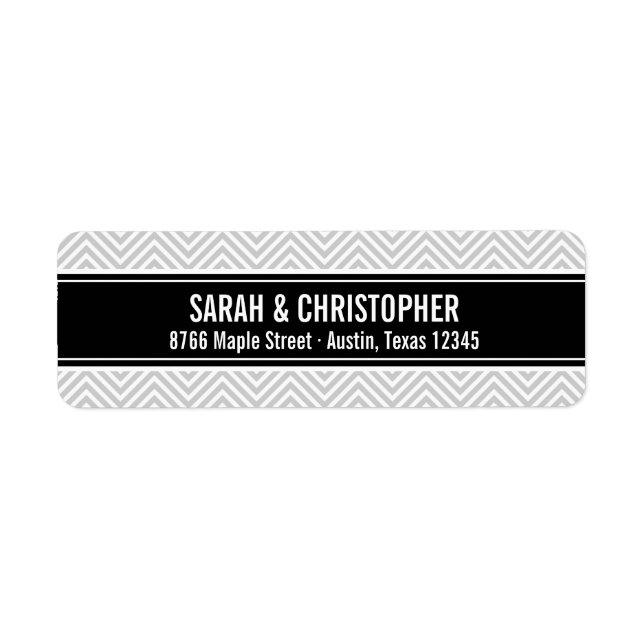 Étiquette Chevron moderne gris et noir (Devant)