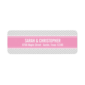 Étiquette Chevron moderne gris et rose