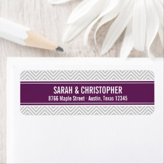 Étiquette Chevron moderne gris et violet