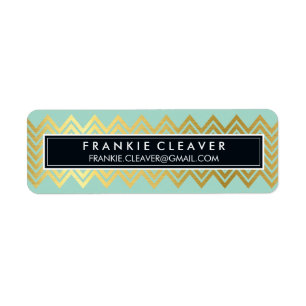 Étiquette CHEVRON MODERNE MOTIF à la menthe or simple et ten
