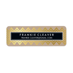 Étiquette CHEVRON MODERNE MOTIF kraft or simple et tendance