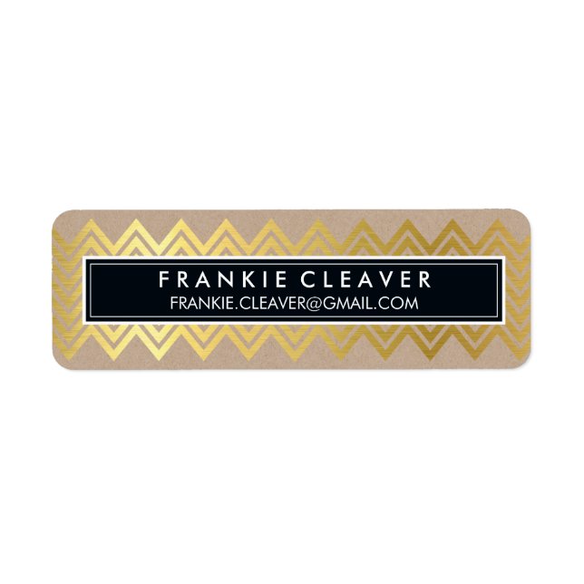 Étiquette CHEVRON MODERNE MOTIF kraft or simple et tendance (Devant)