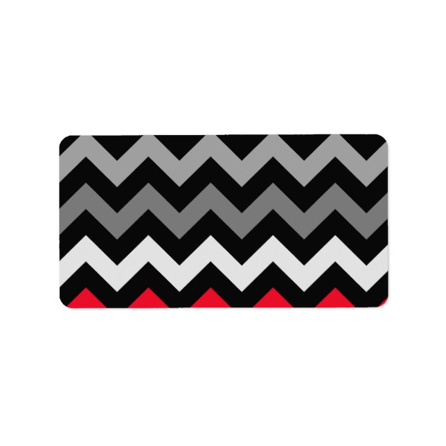 Étiquette Chevron noir et blanc avec bande rouge (Devant)