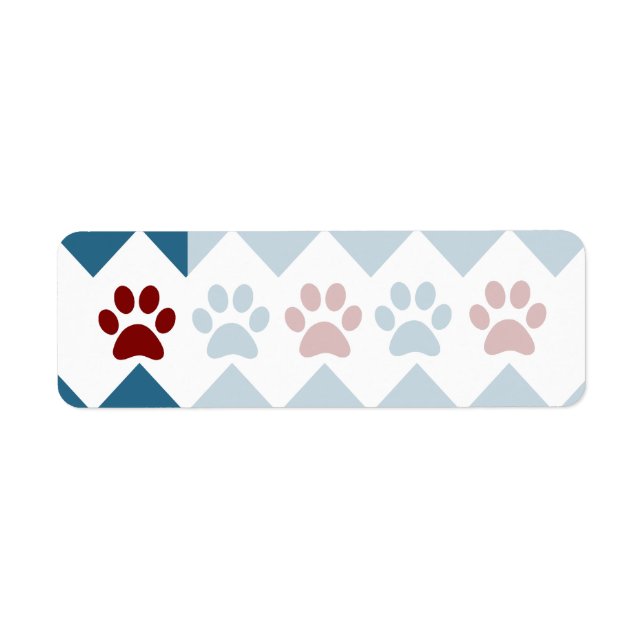Étiquette Chevron Rouge bleu Chiot Empreintes de pattes Amou (Devant)