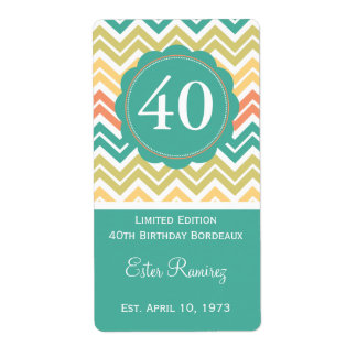 Étiquette Chevron turquoise (375 ml)