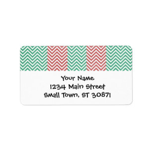 Étiquette Chevron Zig Zags personnalisé rouge et vert