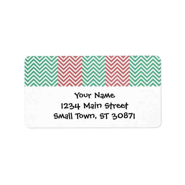 Étiquette Chevron Zig Zags personnalisé rouge et vert (Devant)