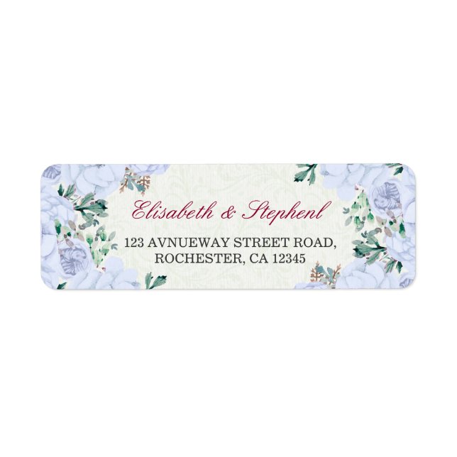 Étiquette Chic Aquarelle Botanique Floral Mariage Adresse (Devant)