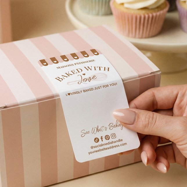 Étiquette Chic Awing Cuit Avec Amour Fouet Scellé Boîte de B (Chic Awing Baked With Love Whisk Bakery Box Seal Label)