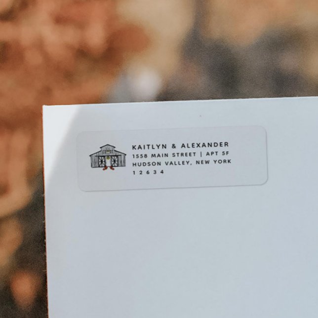 Étiquette Chic Barn Mariage de automne Adresse de retour (Créateur téléchargé)