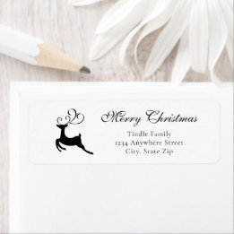 Étiquette Chic Black and White Reindeer Address