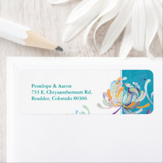 Étiquette Chic Blossom Turquoise Mariage Adresse de retour