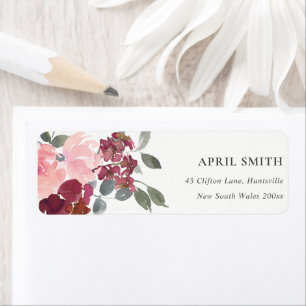 ÉTIQUETTE CHIC BLUSH BURGUNDY WATERCOULEUR ROSE ADRESSE FLOR