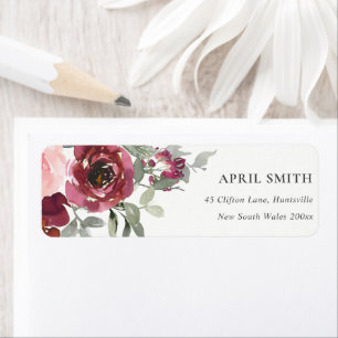 ÉTIQUETTE CHIC BLUSH BURGUNDY WATERCOULEUR ROSE ADRESSE FLOR