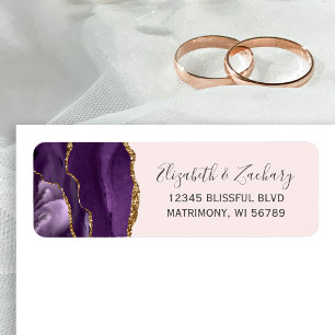 Étiquette Chic Blush Pink Gold Mariage Adresse de retour