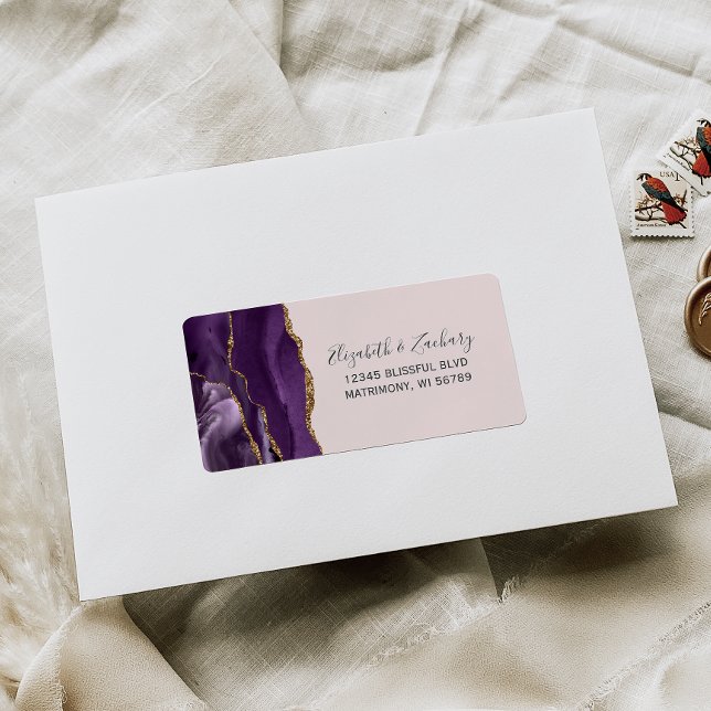 Étiquette Chic Blush Rose Gold Wedding Adresse RSVP (Créateur téléchargé)